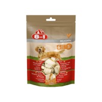 8в1 Косточка из сыромятной кожи и куриного мяса Delights Beef (Делайтс Биф) для собак, S, длина 11 см, 6 шт./уп., 8IN1