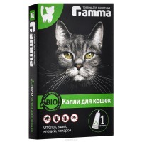 БиоКапли для кошек Гамма от блох, клещей, власоедов, комаров, 1 пипетка по 1 мл
