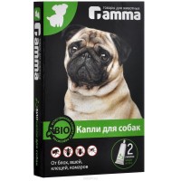 БиоКапли для собак Гамма от блох, клещей, власоедов, комаров, 2 пипетки по 1 мл