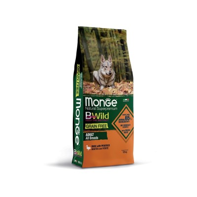 Монже Корм беззерновой для собак всех пород BWild GRAIN FREE Утка/Картофель, 2,5 кг, Monge