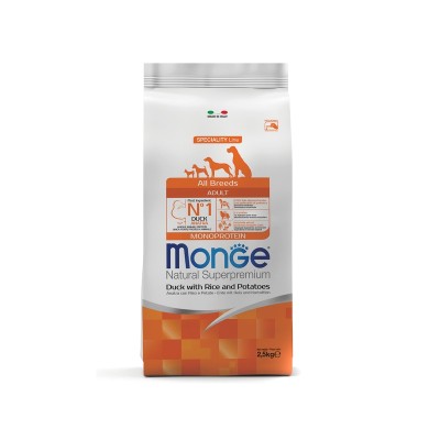Монже Корм Dog Monoprotein для собак всех пород Утка/Рис/Картофель, 2,5 кг, Monge