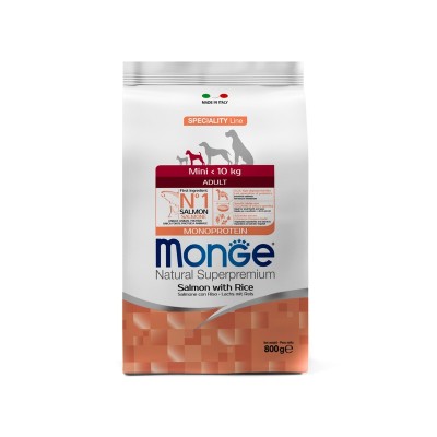 Монже Корм Dog Monoprotein Mini для собак мелких пород Лосось/Рис, 800 г, Monge