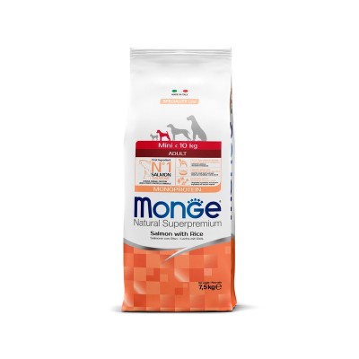 Монже Корм Dog Monoprotein Mini для собак мелких пород Лосось/Рис, 7,5 кг, Monge