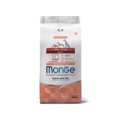 Монже Корм Dog Monoprotein Mini для собак мелких пород Лосось/Рис, 7,5 кг, Monge