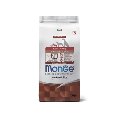 Монже Корм Dog Monoprotein Mini для щенков мелких пород Ягненок/Рис/Картофель, 2,5 кг, Monge