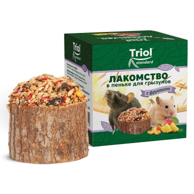 Лакомство в пеньке для грызунов, С фруктами, 70 г, Триол