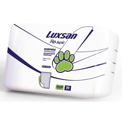 Люксан Пеленки впитывающие Pets basic, 30 шт/уп, 60*90 см, 30 шт, Luxsan