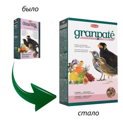 Падован Granpatee fruits Корм комплексный фруктовый для насекомоядных птиц, 1 кг, Padovan
