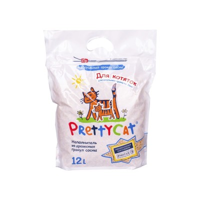 Претти Кэт Наполнитель древесный Wood Granules для котят,12 л (4 кг)