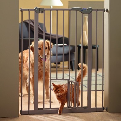 Савик Перегородка с калиткой и дополнительной дверкой Dog Barrier, ширина 75-84 см, высота 107 см, бежево-серая, Savic