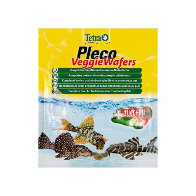 Тетра Корм Pleco Veggie Waffers корм-пластинки с добавлением цуккини для донных рыб, 15 г, Tetra