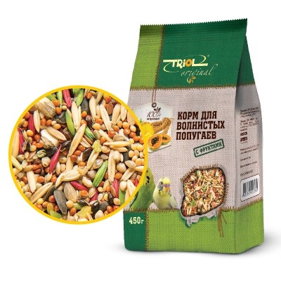 Триол Корм Original для волнистых попугаев, с фруктами, 450 г, Triol