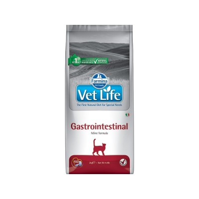 Фармина Корм диетический Vet Life Cat Gastrointestinal для кошек при заболеваниях ЖКТ, 2 кг, Farmina
