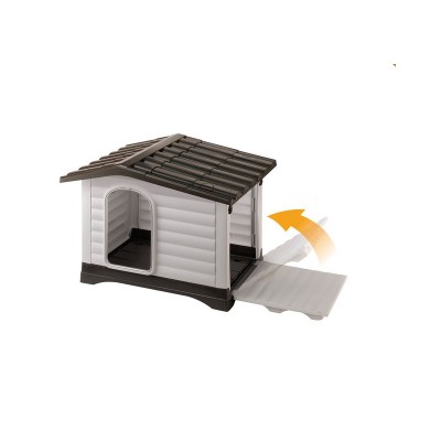 Ферпласт Будка Dogvilla пластиковая c откидывающейся боковой стенкой, Dogvilla 90, 88*72*65 см, Ferplast