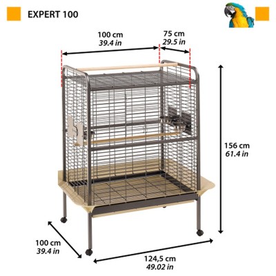 Ферпласт Вольер Expert 100 для крупных птиц, 124,5*100*156 см, черный, Ferplast