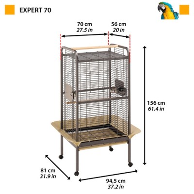 Ферпласт Вольер Expert 70 для крупных птиц, 94,5*81*156 см, черный, Ferplast