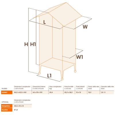 Ферпласт Вольер Hemmy для мелких и средних птиц 84,5*65,5*165 см, дерево/металл, Ferplast