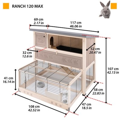 Ферпласт Деревянная клетка для кроликов и морских свинок Ranch 120 Max, 117*69*107 см, Ferplast