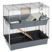 Ферпласт Клетка двухэтажная для кроликов и морских свинок Rabbit Double 100, 99*52*92 см, серый поддон, Ferplast