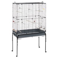 Ферпласт Клетка на подставке Planeta для мелких и средних птиц, 97*58*116,5/173,5 см, черная решетка, Ferplast