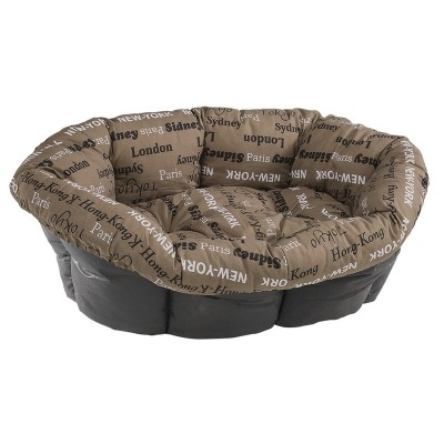 Ферпласт Лежанка Sofa коричневая с надписями, Sofa 4, размер 64*48*25 см, Ferplast