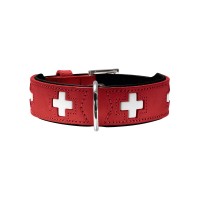 Хантер Ошейник для собак Swiss, натуральная кожа, Swiss 32, длина 24-28 см, красный, Hunter