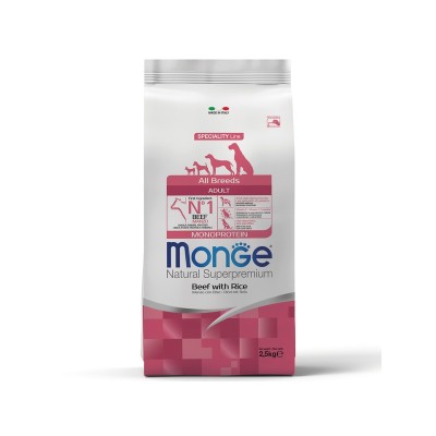 Монже Корм Dog Monoprotein All Breeds Beef/Rice для собак всех пород, Говядина/Рис, 2,5 кг, Monge