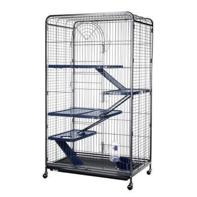 Клетка-вольер D801 для крупных грызунов, хорьков и кошек, 79*52*140 см, черный металлик, Золотая клетка