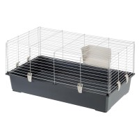 Ферпласт Клетка для кроликов и морских свинок Rabbit 100 Бюджет, 95*57*46 см, темно-серый/черный поддон Ferplast