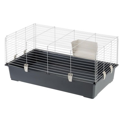 Ферпласт Клетка для кроликов и морских свинок Rabbit 100 Бюджет, 95*57*46 см, темно-серый/черный поддон Ferplast