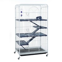 Клетка-вольер D801 для крупных грызунов, хорьков и кошек, 79*52*140 см, белый металлик, Золотая клетка