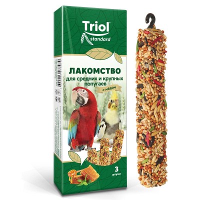 Крекер для крупных и средних попугаев Standard Мед 3шт/уп, 80 г, Triol (Триол)