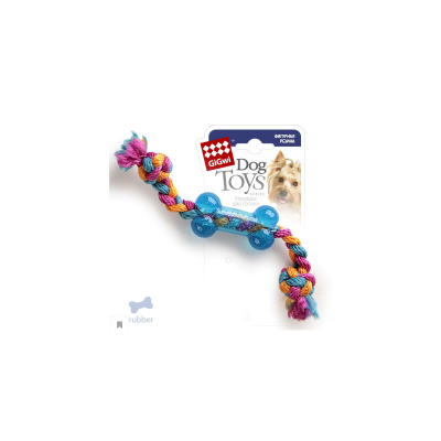 Гигви Игрушка Косточка для собак, 26 см, на веревке, резина, Gigwi