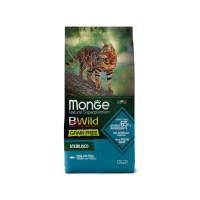 Монже Корм беззерновой Cat BWild GRAIN FREE для стерилизованных кошек, Тунец/Горох, 1,5 кг, Monge