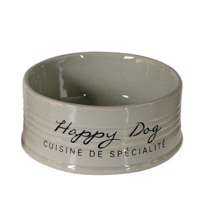 Дуво+ Миска керамическая для собак Happy Dog, серая 300 мл, диаметр 10,5 см, DUVO+