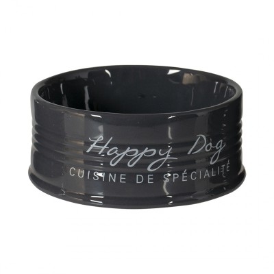 Дуво+ Миска керамическая для собак Happy Dog, серая 300 мл, диаметр 10,5 см, DUVO+