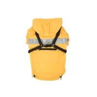 Паппи Дождевик Wilderness с капюшоном и шлейкой, S, обхват шеи 22 см, груди 34 см, длина спины 21 см, желтый, Puppia