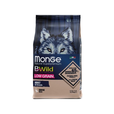 Монже Корм низкозерновой BWild LOW GRAIN для собак всех пород, Гусь, 2,5 кг, Monge