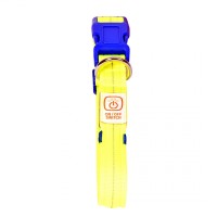 Дуво+ Светящийся ошейник с USB зарядкой желто-синий, 40-55 см , ширина 2,5 см, Duvo+