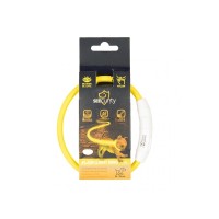 Дуво+ Светящийся ошейник-кольцо с USB зарядкой нейлоновый, желтый, 25-35 см  , Duvo+