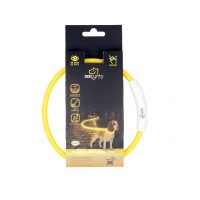 Дуво+ Светящийся ошейник-кольцо с USB зарядкой нейлоновый, желтый, 45-65 см, Duvo+