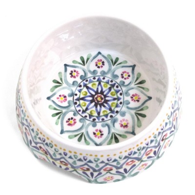Тархонг Миска для кошек и собак Boho Medallion с рисунком, 590 мл, 18*7 см, белая с рисунком  , меламин, TarHong