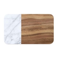 Тархонг Коврик под миски Acacia Wood+Carrara коричнево-белый, 48*29 см, TarHong