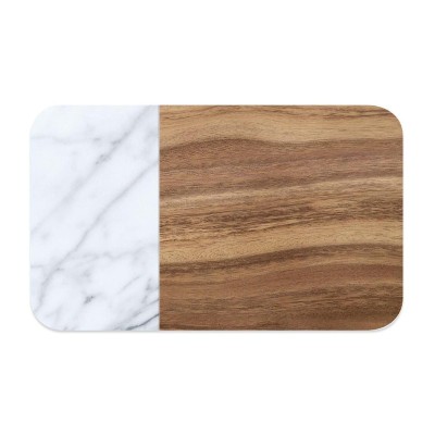 Тархонг Коврик под миски Acacia Wood+Carrara коричнево-белый, 48*29 см, TarHong