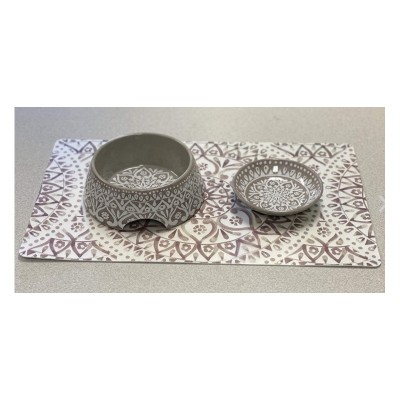 Тархонг Коврик под миски Boho Medallion бежевый с рисунком, 48*29 см, TarHong