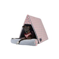 Домик-пещера Neil House 45*50*55 см, серо-красный, Puppia (Паппи)
