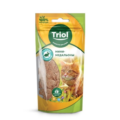 Мини-медальоны для кошек Кролик/Треска 40 г Triol (Триол)