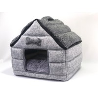 Домик-пещера Избушка 37*36*39 см, серый, Dog Land (Доглэнд)