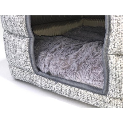 Домик-пещера Избушка 37*36*39 см, серый, Dog Land (Доглэнд)