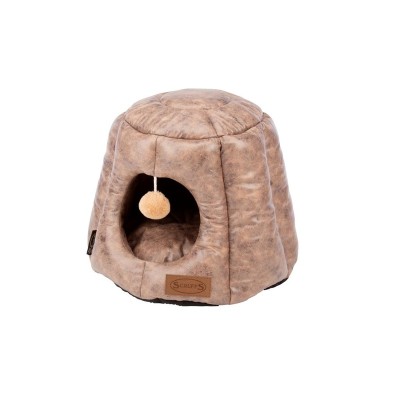 Домик-пещера Knightsbridge Cat Igloo 48*48*38 см, шоколадный, экокожа, Scruffs (Скрафс)